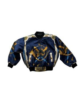 Handmade Navy & Gold Baroque silk  Bomber Jacket from Thailand